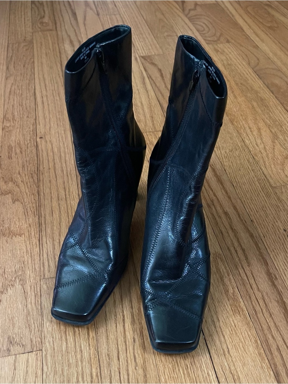 Women’s Y2K Black Leather Square-Toe Ankle Boots